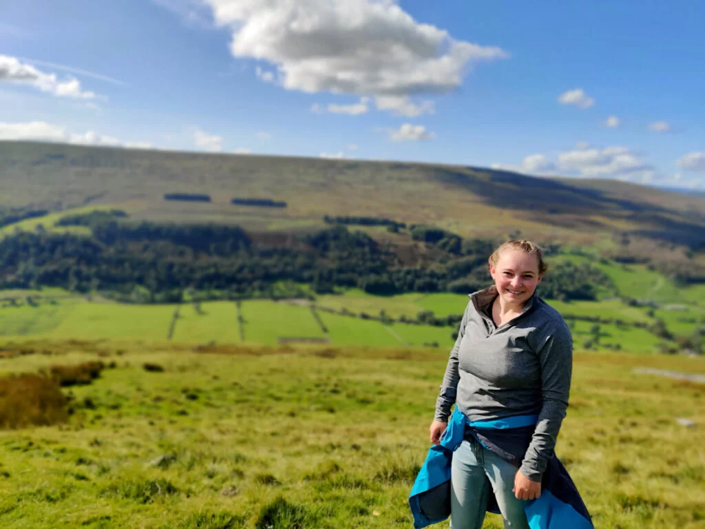 Sore legs and smiles! Walking in the beautiful surroundings of rolling green hills and bright blue skies