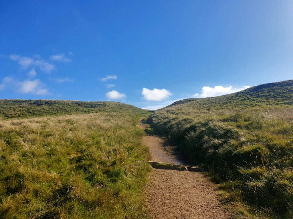 A more established footpath on the ascent to Buckden Pike. The path continues to climb towards the sky!