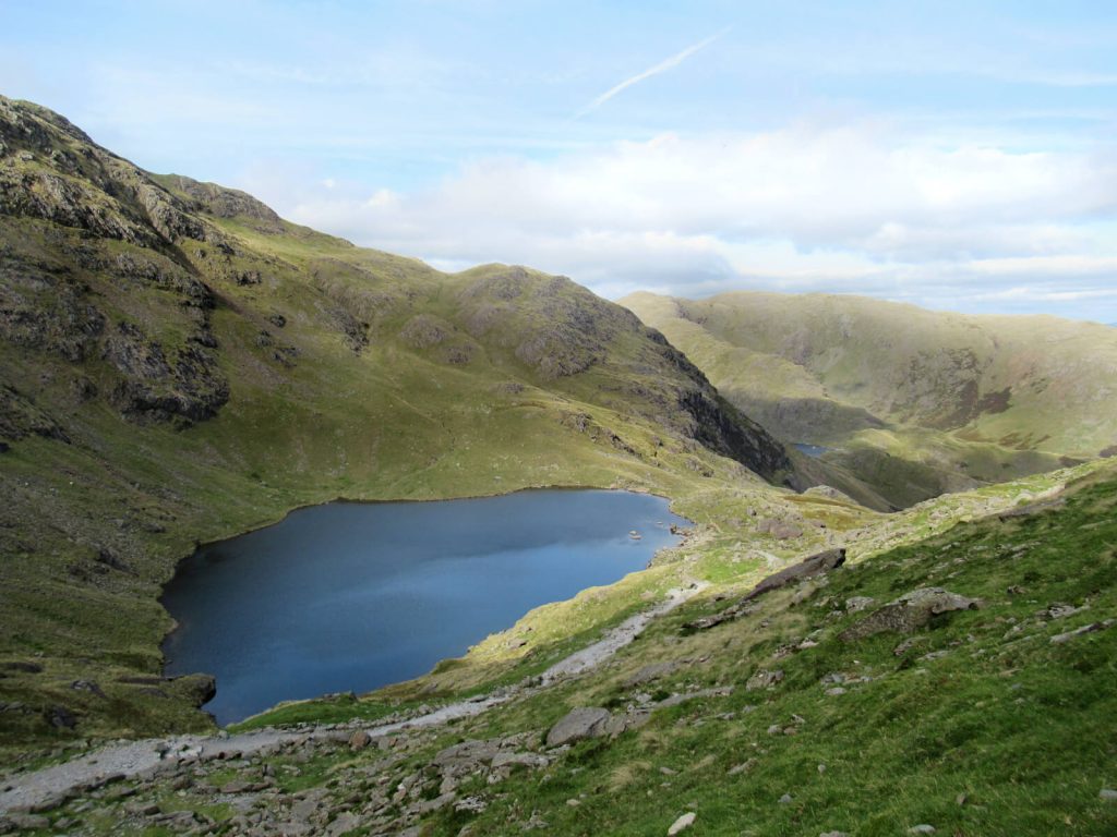 Low Water on the eastern side of the Old Man of Coniston, the final stage of this Old Man of Coniston Circular Walk