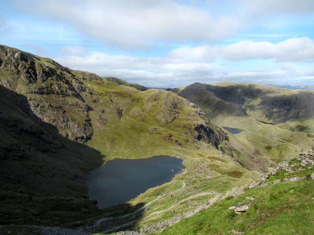 Looking over Low Water on the final stretch of this Old Man of Coniston Walk