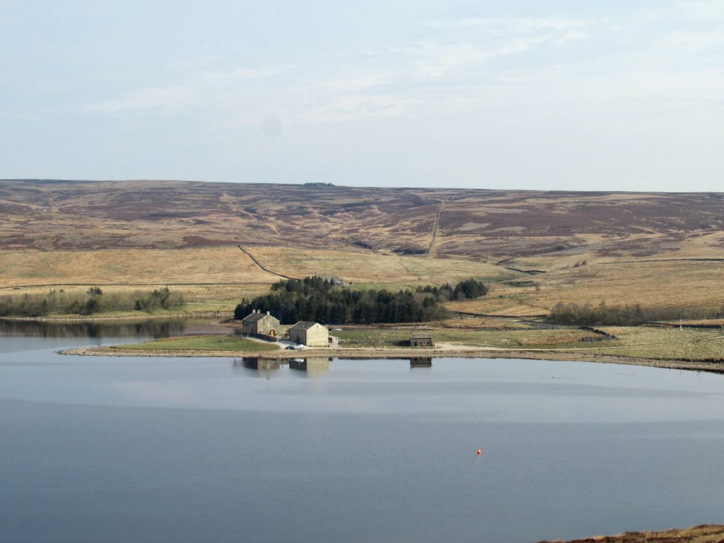The holiday cottages on the eastern side of Grimwith Reservoir