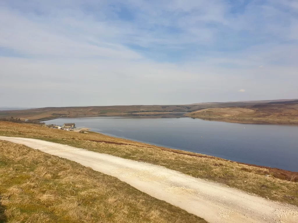 View of Grimwith Reservoir from the start of the walk, as well as stunning views of the surrounding hills