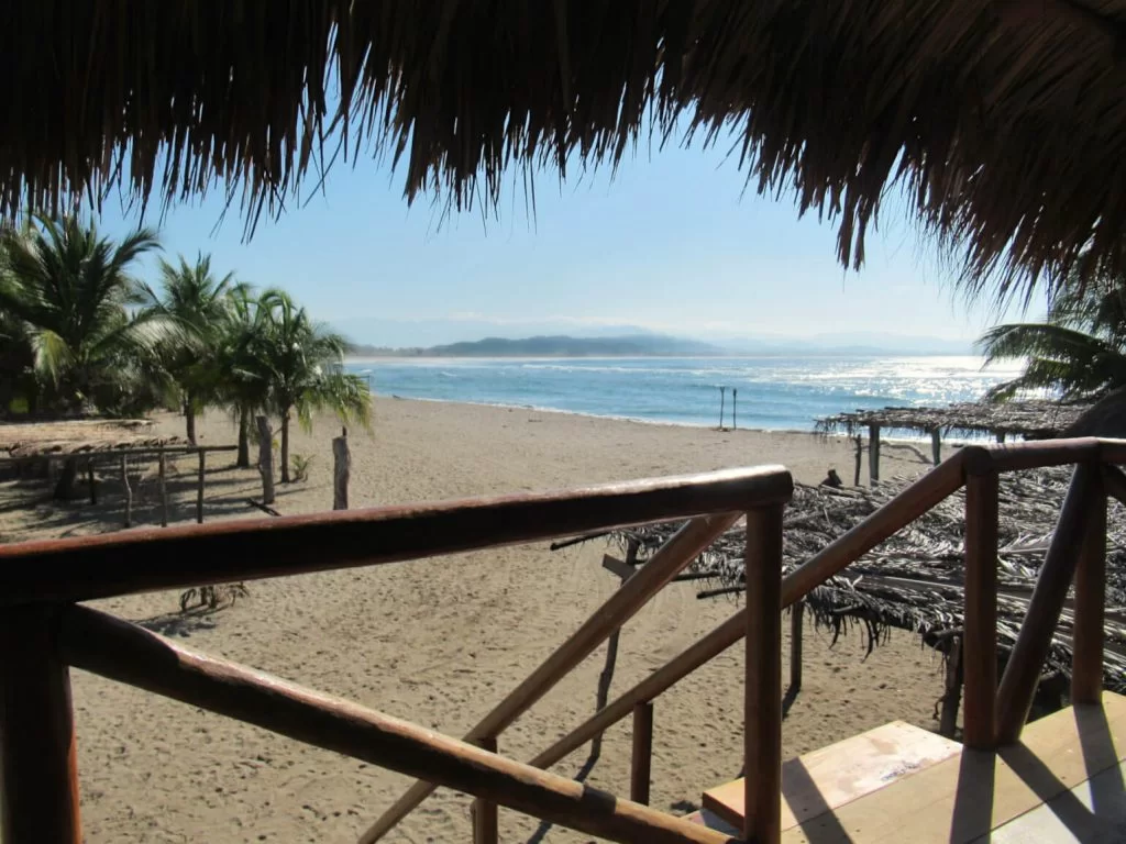 The view of the Pacific Ocean from the door of my on-the-beach cabana