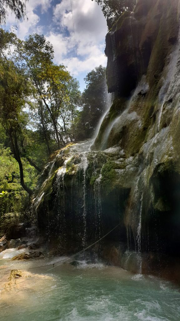 Stunning waterfalls over the cliff faces at Pozas Azules