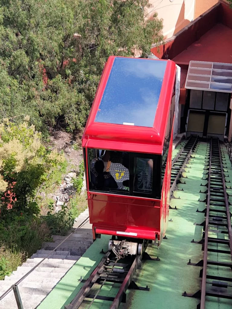 The guanajuato funicular car making it's way up to the Pipila Monument